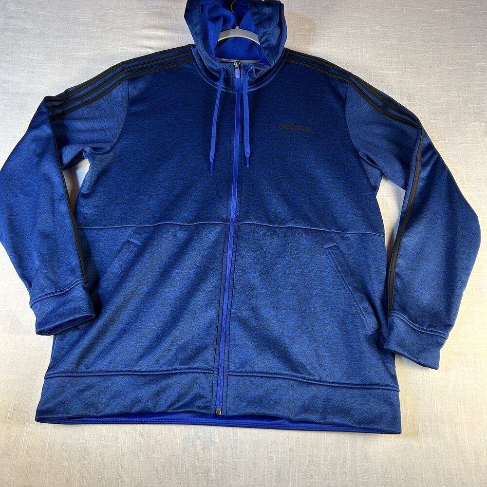 Adidas Mens Track Jacket Full Zip Gray 3 Stripe Athletic Trainingβ L/G Climawarm